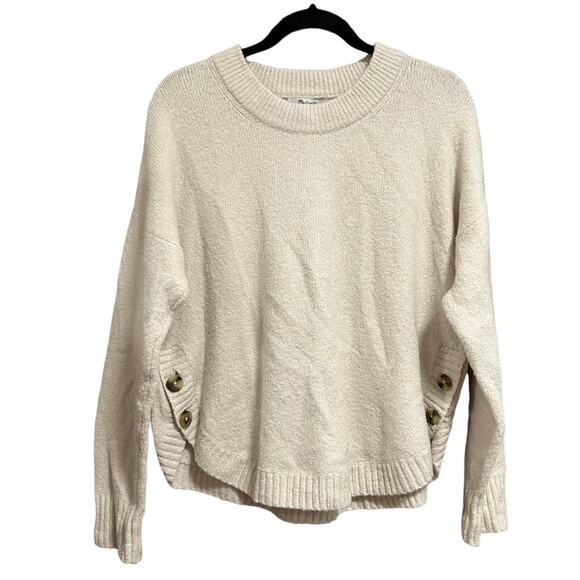 Madewell Birchmont Side-Button Pullover Sweater in Coziest Textured Yarn Large - Picture 3 of 7